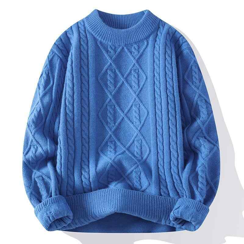 Knit Sweater - ニット メンズ 長袖ニット 秋冬 無地 カジュアル セーター トップス プルオーバー クルーネック 10代 20代 ゆったりサイズ 白 黒 赤 青