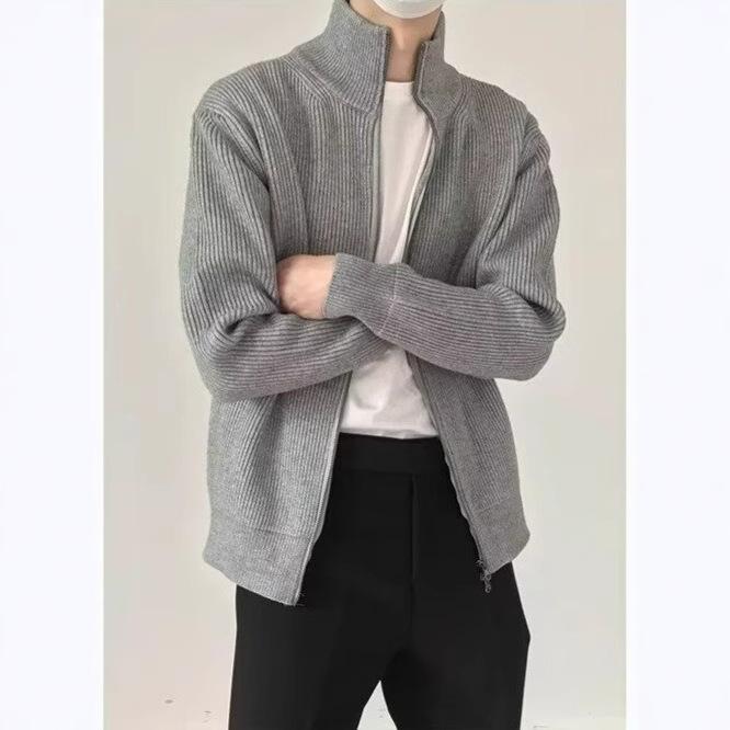 カーディガン メンズ ニット ジップアップ 秋冬 豪華感 リラックス ゆったり カジュアル 長袖 トップス 普段使い デイリー 黒 ブラック..