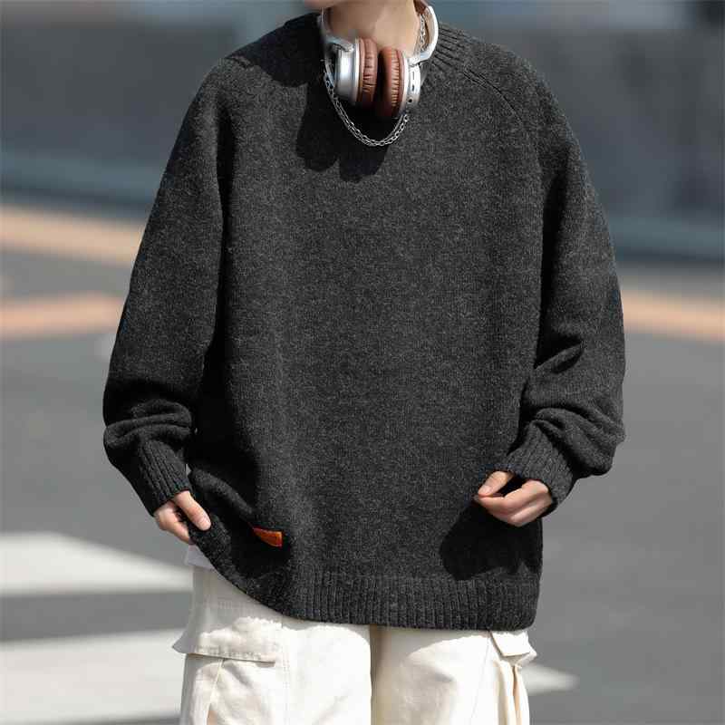 ニット メンズ ニットセーター 秋冬 厚手 ニット トップス プルオーバー ラウンドネック 長袖 ゆったり..