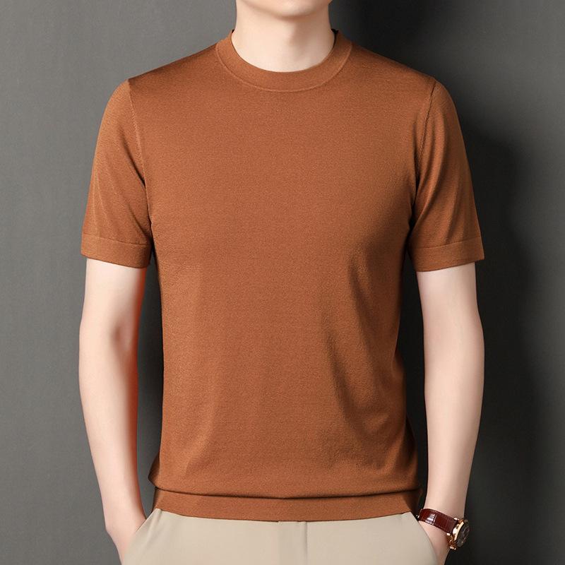 Tシャツ メンズ 男性用 ニット サマーニット 半袖 高弾性 接触冷感 クルーネック 無地 薄手 カットソー トップス ブラック グレー ホワイト ブラウン オレンジ パープル グリーン ブルー・スタイル: 軽熟カジュアル・柄: 無地・フィット: ストレート・対象年齢: 成人・対象: メンズ・種類: Tシャツ・ネックライン: ラウンドネック・袖丈: 半袖・フード: なし・厚さ: 薄手・素材: ポリエステル62.6%.レーヨン37.4%・生地: ポリエステル.レーヨン・ディテール: リブ裾・色: ブラック.ダークブラウン.ホワイト.ブラウン.オレンジ.グレー.パープル.ライトグリーン.ブルー・サイズ: M.L.XL.XXL.XXXL.XXXXL・袖タイプ: レギュラー・重さ: 約180〜250g・機能: 通気性.高伸縮性・対象者: ミドルエイジ