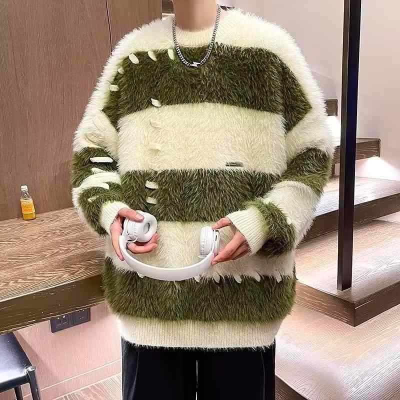 ニット メンズ ストライプ柄 プルオーバー 秋冬 長袖 レトロ 配色 丸首 コットン混紡 普段使い ルーズ かわいい 柔らかい・カテゴリ: ニット・スタイル: プルオーバー・フィット: ゆったり・ネックライン: ラウンドネック・袖丈: 長袖...