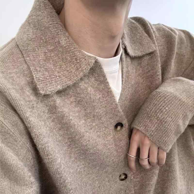 ニット カーディガン メンズ 秋冬 長袖 ゆるカジ ケーブル編み トップス 普段使い 羽織り 部屋着 グレ..