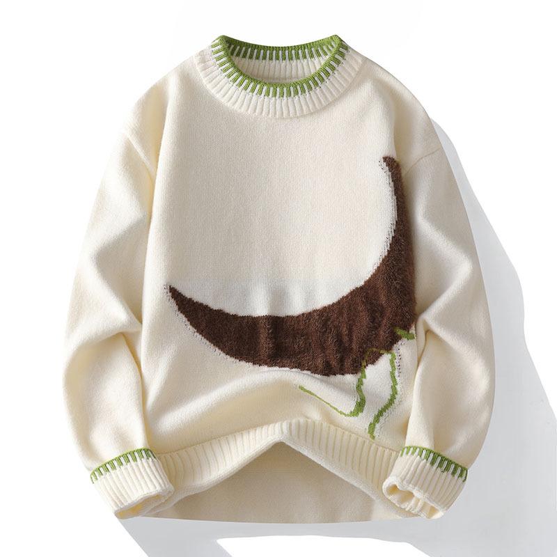 ニット メンズ 男性用 秋冬 厚手 保温 クルーネック セーター トップス ゆったり 普段使い ポリエステ..