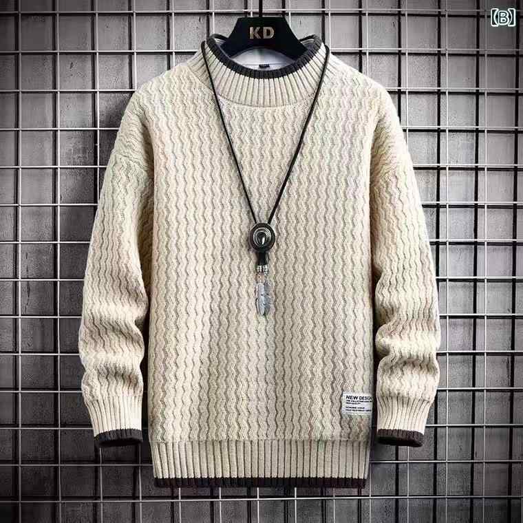 ニット メンズ 男性用 セーター 秋冬 長袖 トップス ハーフハイネック プルオーバー スリムフィット ケーブル編み リブ袖 無地 カジュアル きれいめ デイリー