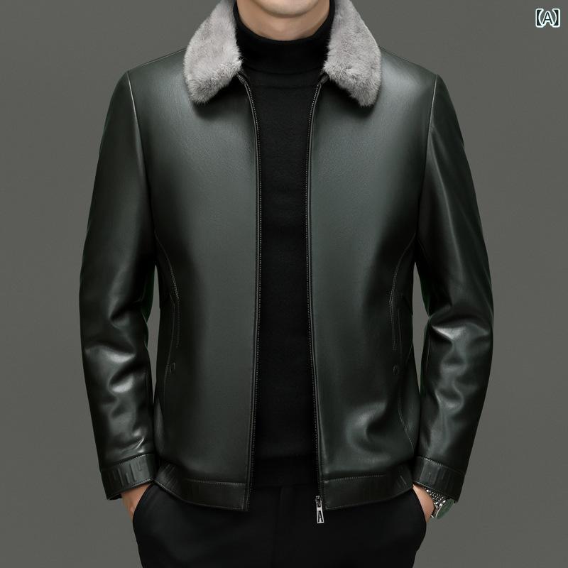 カジュアル ダウンの 男性の コートに ベルベット 厚手 革の ジャケット 冬 暖かい ダウン ジャケット