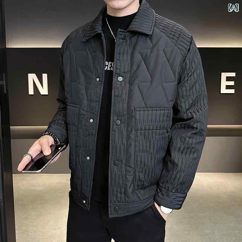 二 綿 服の コートの 男性は 秋冬 新型 カジュアル 綿の 服の ゆったり いる 襟 ひっくり返 ベルベット 厚手 ジャケット プラス