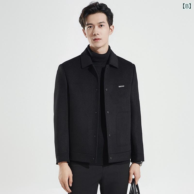 LINEAR shopの男性の 両面 ウール コート 秋冬は 短い ベルベット ジャケット 工 装 コート 工場が されています｜アングル2