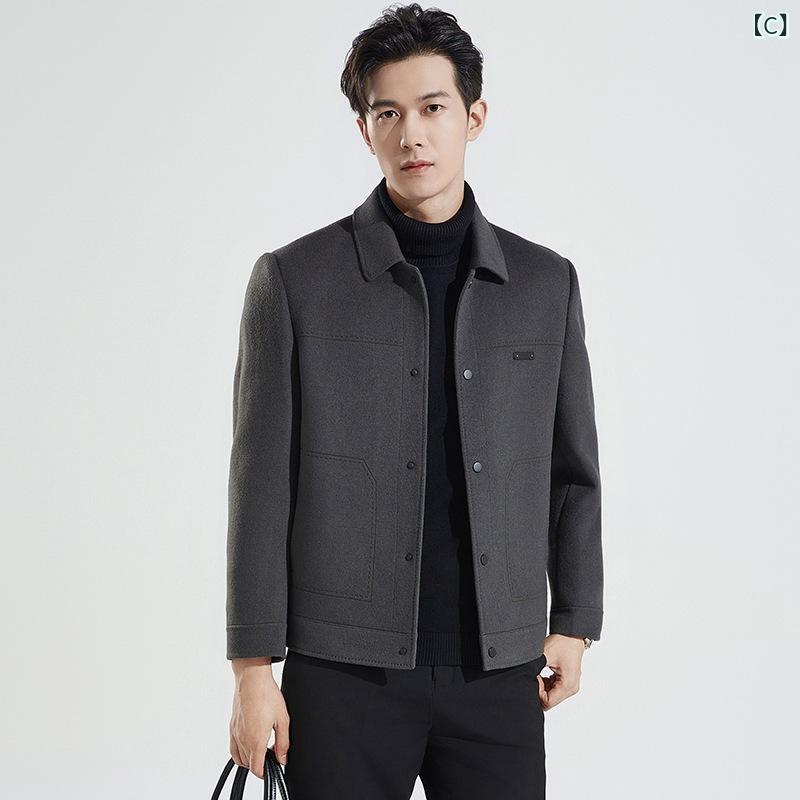 LINEAR shopの男性の 両面 ウール コート 秋冬は 短い ベルベット ジャケット 工 装 コート 工場が されています｜アングル3