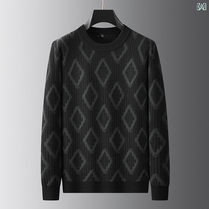 男性の 秋 丸 首の 長袖の セーターは 大きいサイズ プラス