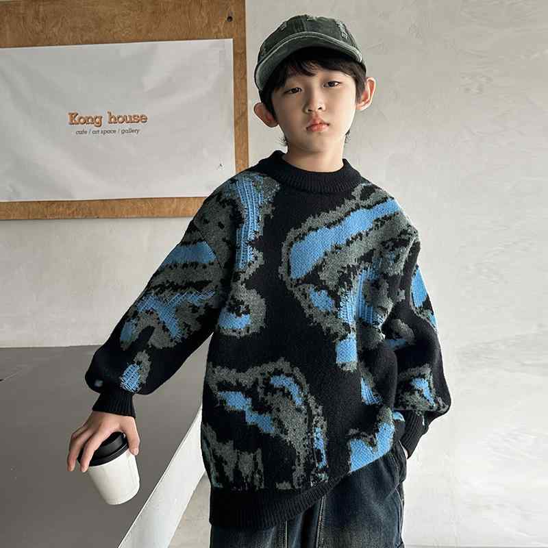 ニット・セーター キッズ 男の子 子供服 秋冬 冬用 長袖 トップス 綿 丸首 120cm 130cm 140cm 150cm 16..