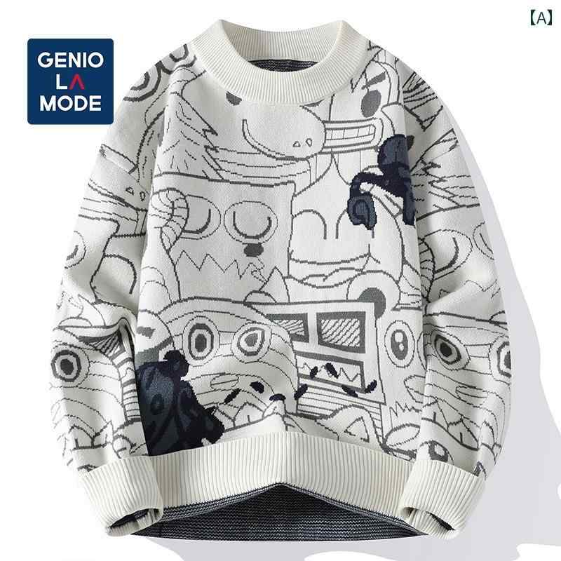 Knit Sweater - セミール グループ GENIOLAMODE セーター メンズ 冬 厚手 ハーフ ハイネック スタイル.カラフルカラーオシャレ