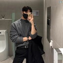 メンズ トレンチコート ベース スタイル ハーフ タートルネックセーター センス で スリムフィット 冬 ミッド ネック ニット セーター