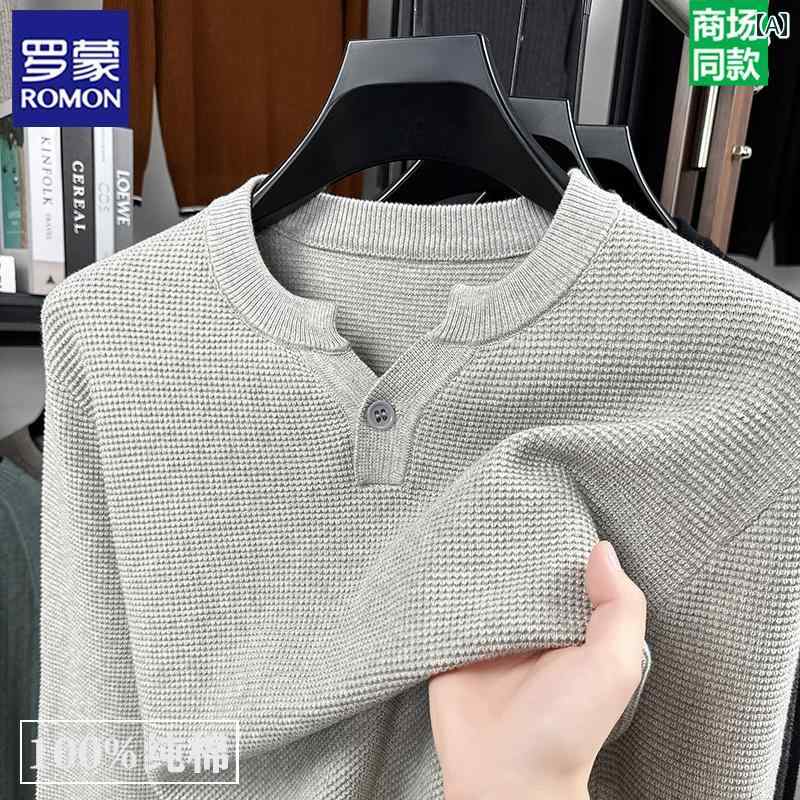 100 綿 長袖 Tシャツ メンズ 秋冬 豪華 ニット ポロシャツ ゆったり トップス.カラフルカラーオシャレ.シンプルスタイル