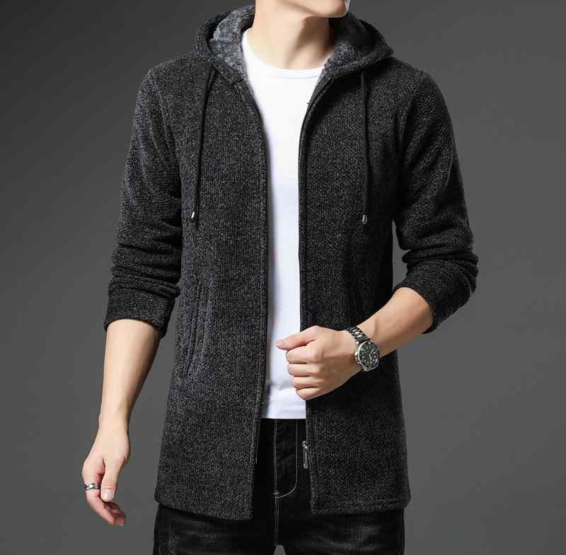 ニット カーディガン メンズ 男性用 秋冬 中綿 裏起毛 フード付き ニットセーター 羽織り 大きいサイズ ゆったり 暖かい リブ裾 ポリエステル 普段使い 部屋着(x2)