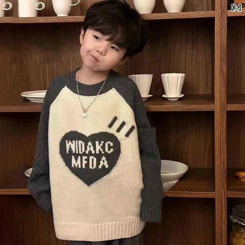 ニット・セーター キッズ・ベビー 親子コーデ 長袖 プルオーバー 丸首 秋冬 運動着 ボーイズ ガールズ ..