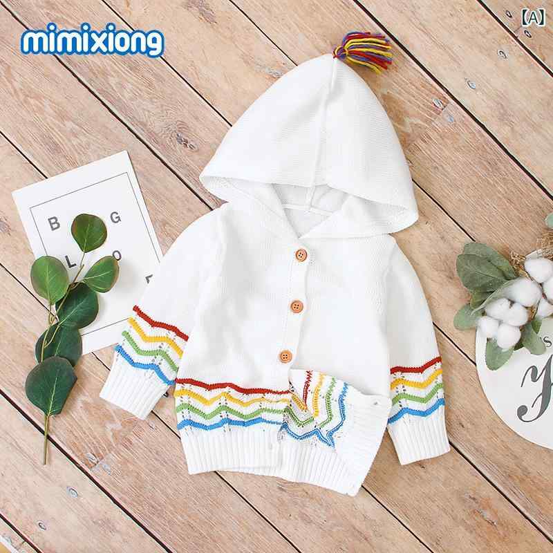 4個セット子供用パーカー ストライプ柄 ニット 長袖 フード付き 春秋冬 普段使い かわいい 柔らかい 70cm 80cm 90cm 100cm ホワイト ピンク グレー・カテゴリ: 子供用トレーナー