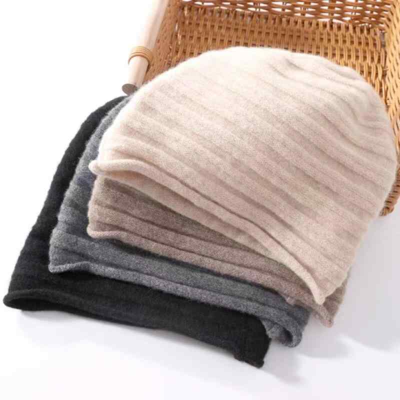 ニット帽 男女兼用 ウール 秋冬 防寒 暖かい 無地 厚手 カップル お揃い ケーブル編み かわいい 韓国 ブラック ベージュ キャメル グレー