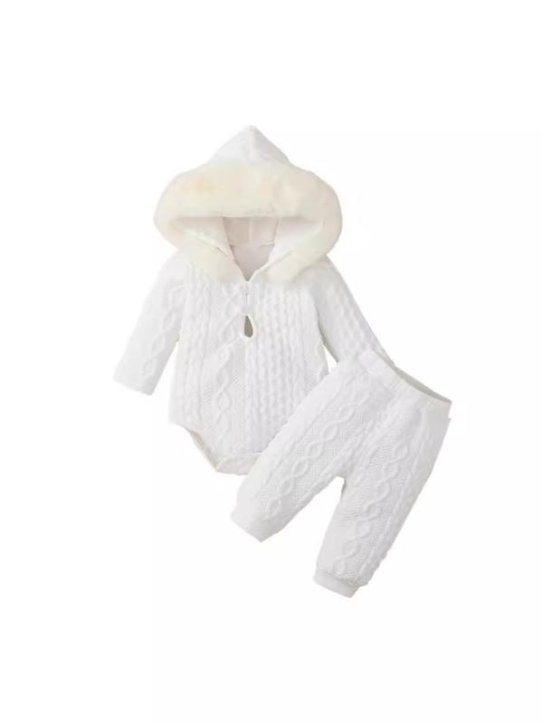 ベビー服 パンツセット 冬物 長袖 2点セット 幼児 普段着 部屋着 かわいい ポリエステル 白