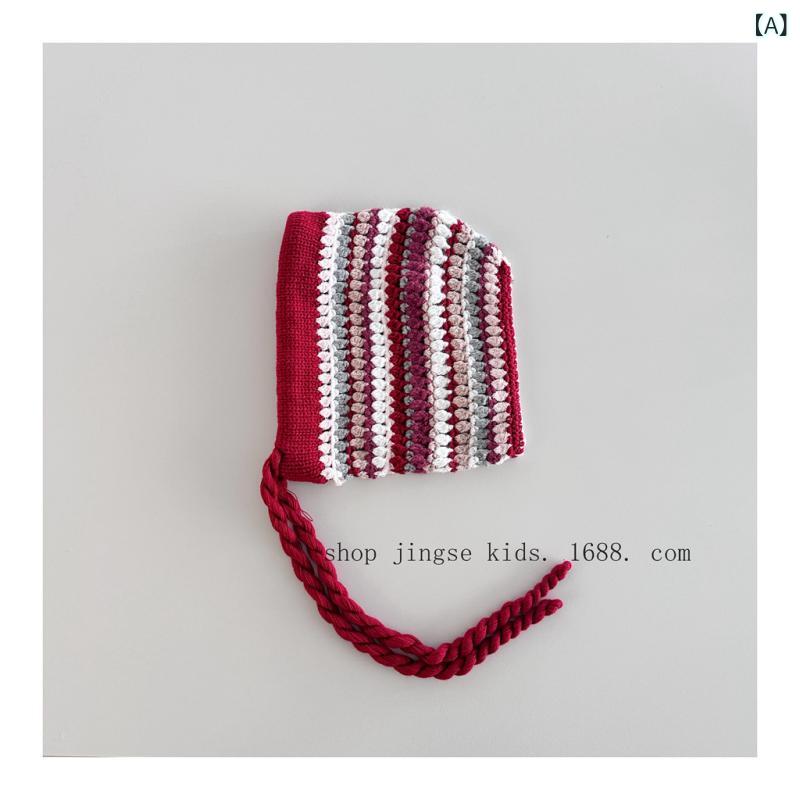 ニット帽 キッズ 秋冬 子供用 小物 暖かい 防寒 カラフル ボーダー 虹色 耳当て付き かわいい 男の子 女の子 4歳 5歳 6歳 個性派