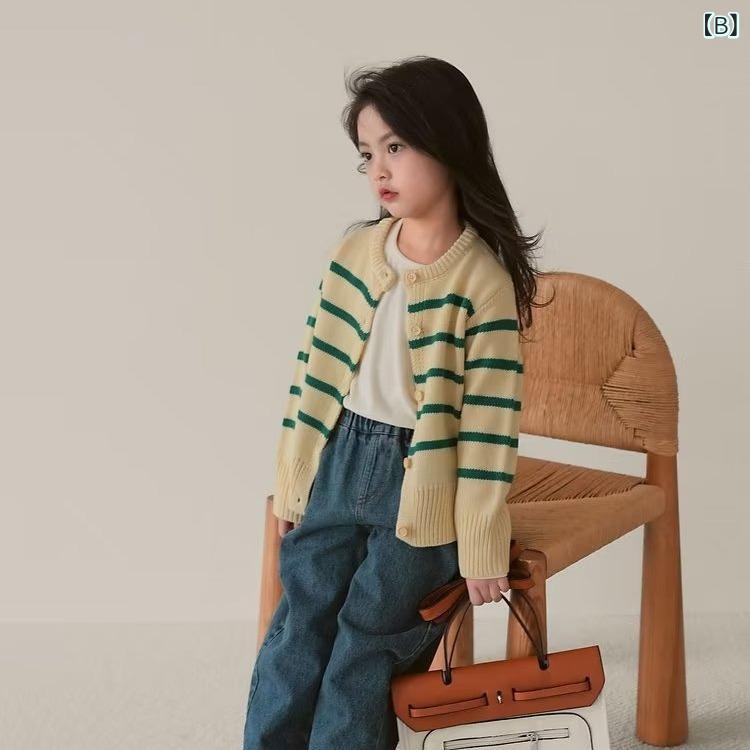 ニット キッズ 女の子 子供服 セーター 秋冬 長袖 トップス ラウンドネック コット...