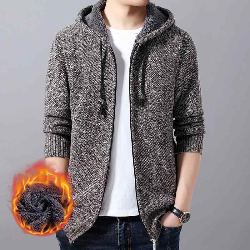 ニット カーディガン メンズ 男性用 裏起毛 厚手 ニット ジャケット 春秋 カジュアル トップス 長袖 16..