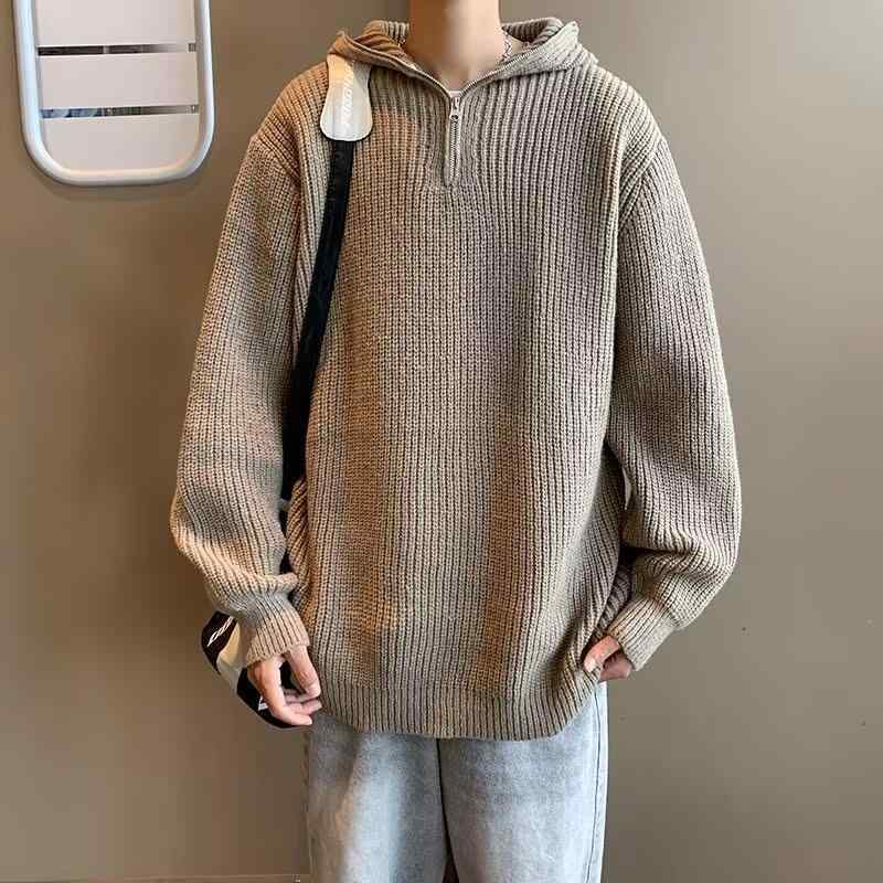 ニット メンズ ニットセーター プルオーバー パーカー 長袖 ウール混紡 ゆったり ヴィンテージ風 カレッジスタイル カジュアル 普段使..