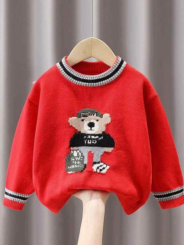 ニット キッズ 男の子 子供服 冬服 長袖 トップス 韓国 カートーン柄 セーター 丸...