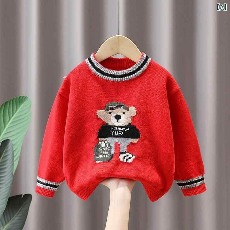 ニット キッズ 男の子 子供服 冬服 長袖 トップス 韓国 カートーン柄 セーター 丸...