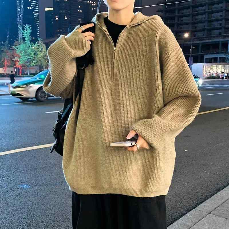 ニット メンズ ニットセーター プルオーバー 秋冬 長袖 ゆったり フード付き 普段使い 韓国 カジュアル..