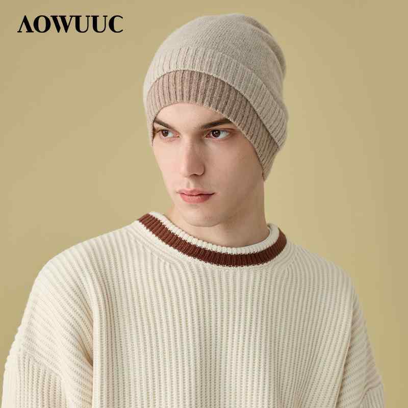 ニット帽 メンズ 男性用 秋冬 羊毛混紡 ニット帽子 アウトドア 防寒 あったか 裏起毛 厚手 ビーニー 浅灰 黒米 黒灰 米黄 米白
