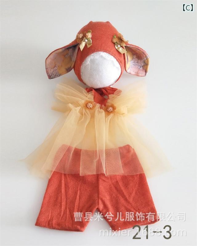 ベビー コスチューム 上下セット 帽子付き 写真撮影用 記念撮影 新生児 赤ちゃん ...