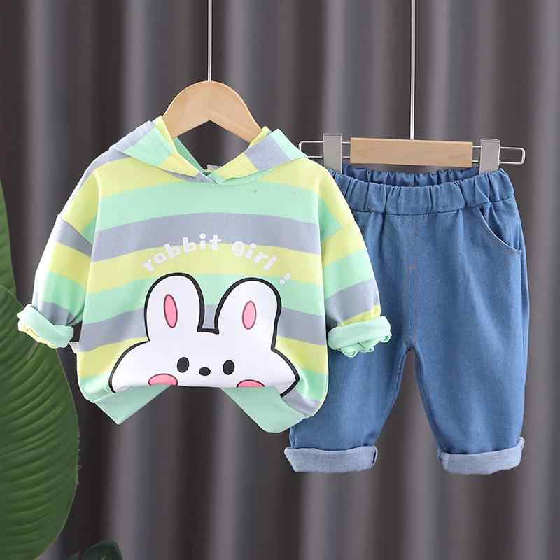 子供服 上下セット 長袖 トレーナー ロングパンツ 2点セット 春秋 ベビー ボーイズ ガールズ かわいい 配色 ストライプ コットン(x2)