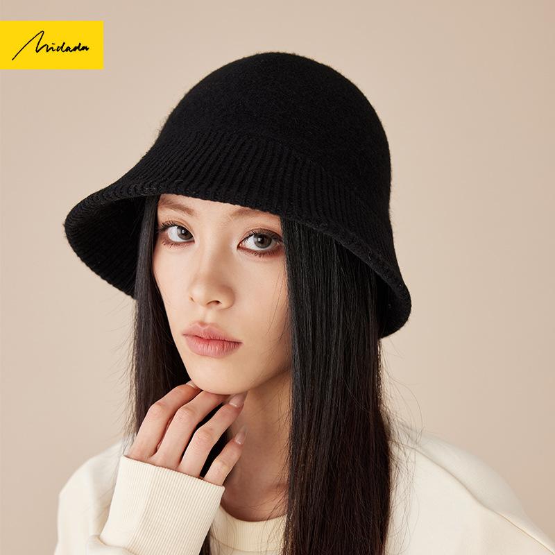 ニット帽 男性用 秋冬 羊毛混紡 バケットハット 漁夫帽 保温 防風 56-58cm ブラック ベージュ ブラウン カーキ