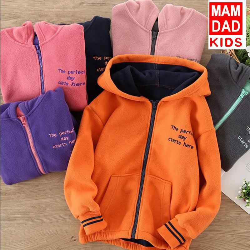 子供服 アウター ジャケット 秋冬 加絨 裏起毛 フリース パーカー 中高学年 キッズ 女の子 男の子 防寒 あったか 110cm 120cm 130cm 140cm 150cm 160cm 170cm 紫色 深灰 紺色 赤 ピンク系 オレンジ