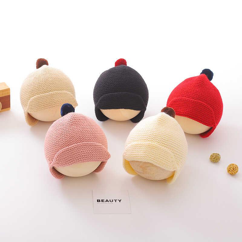 ニット帽 キッズ 小彩球付き 护耳付き ベビー帽子 保温 防風 かわいい 秋冬 ベージュ ブラック レッド ..