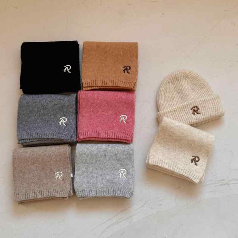 帽子 キッズ ベビー 秋冬 防寒 ニット帽子 ネックウォーマー セット 女の子 男の子 子供 幼児 羊毛 あったか かわいい オレンジ ピンク系