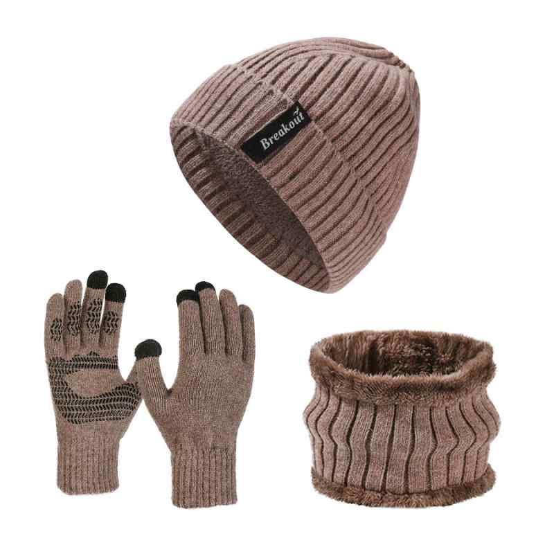 ニット帽子 メンズ 男性用 3点セット 秋冬 防寒 暖かい 厚手 裏起毛 ビーニー ニットキャップ ネックウォーマー 手袋 伸縮性 自転車 バイク アウトドア 普段使い(x2)
