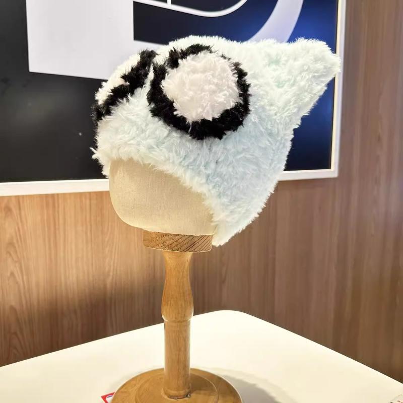 ニット帽 キッズ 女の子猫耳 帽子 小物 防寒 防風 かわいい カワイイ おしゃれ 秋冬 ベージュ ブルー ピンク グレー(x2)