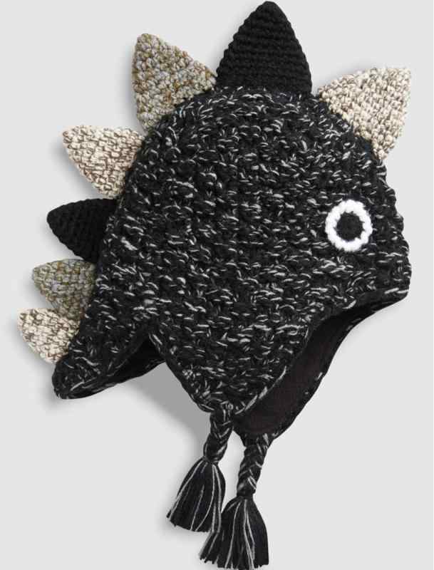 ニット帽 キッズ 男の子 ベビー 耳当て付き 毛糸 恐竜 黒 秋冬 1歳 2歳 4歳 5歳 6歳 かわいい 防寒 あったか