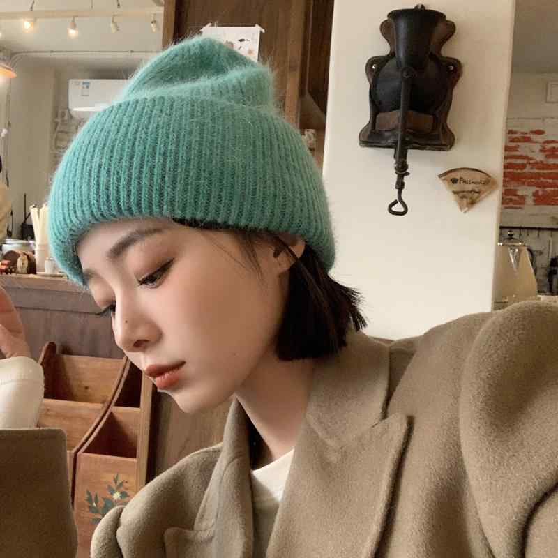 ニット帽 メンズ 秋冬 兔毛 ニット尖り帽 厚手 防寒 カジュアル 普段使い 湖ブルー キャメル ホワイト ブラック グレー イエロー レッド(x2)