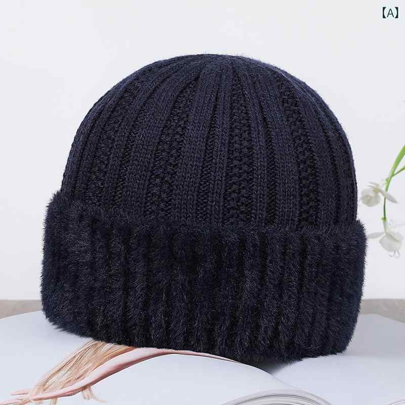 ニット帽 男女兼用 高齢者 裏起毛 暖かい 毛糸 帽子 ネックウォーマー 付き 防寒 秋冬 暗紅色 紺色 黒 カーキ 深グレー