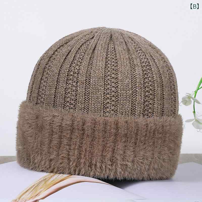 ニット帽 男女兼用 高齢者 裏起毛 暖かい 毛糸 帽子 ネックウォーマー 付き 防寒 秋冬 暗紅色 紺色 黒 カーキ 深グレー