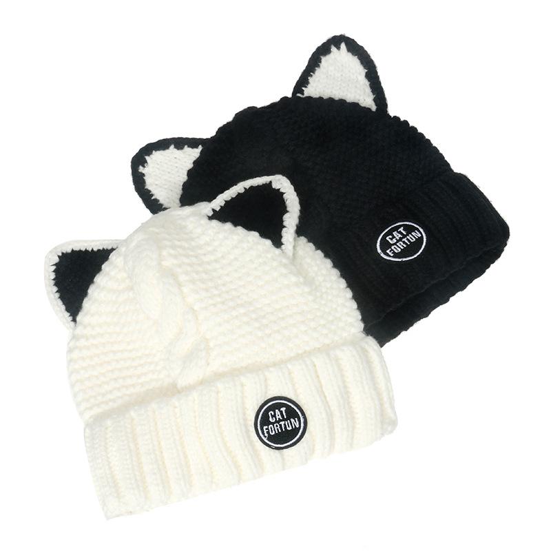 ニット帽 レディース メンズ 猫耳 かわいい 防寒 秋冬 保温 暖かい 毛糸 ニット(x2)