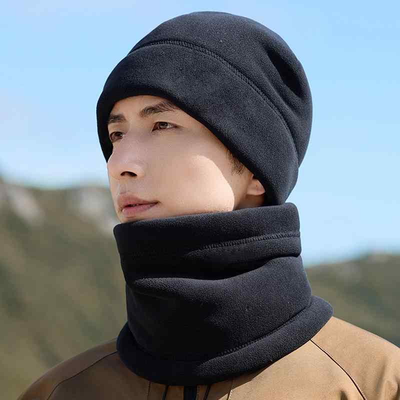 ニット帽 メンズ 男性用 裏起毛 ネックウォーマー一体型 防寒 防風 暖かい 帽子 秋冬 通勤 普段使い
