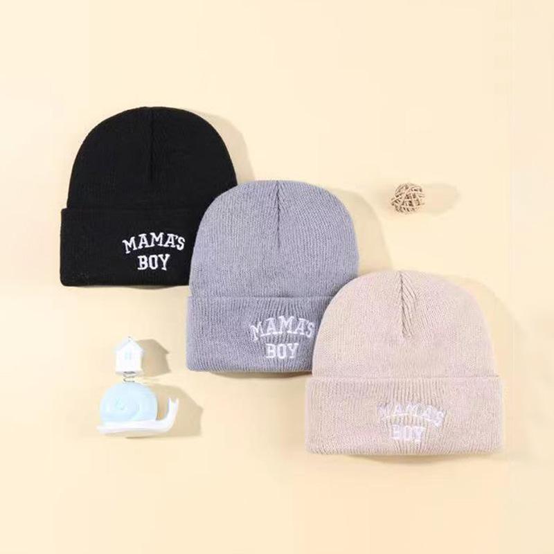 ニット帽 キッズ ベビー 男の子 女の子 秋冬 カジュアル ワンポイント 刺繍 ロゴ ブラック グレー ベー..