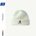 ニット帽 レディース かわいい 小熊 刺繍 防寒 保温 韓国 ニット帽子 メンズ 秋冬 ホワイト ブラック レッド(x2)