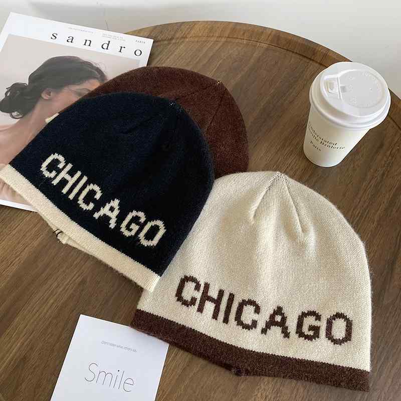 ニット帽 レディース 秋冬用 防寒 ビーニー キャップ 暖かい 韓国 英字ロゴ 帽子 かわいい おしゃれ ブラック 黒