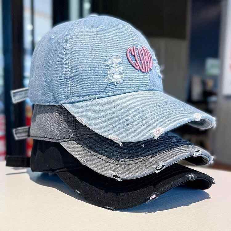 帽子 レディース デニム キャップ ダメージ加工 ウォッシュ加工 ベースボールキャップ メンズ 男女兼用..