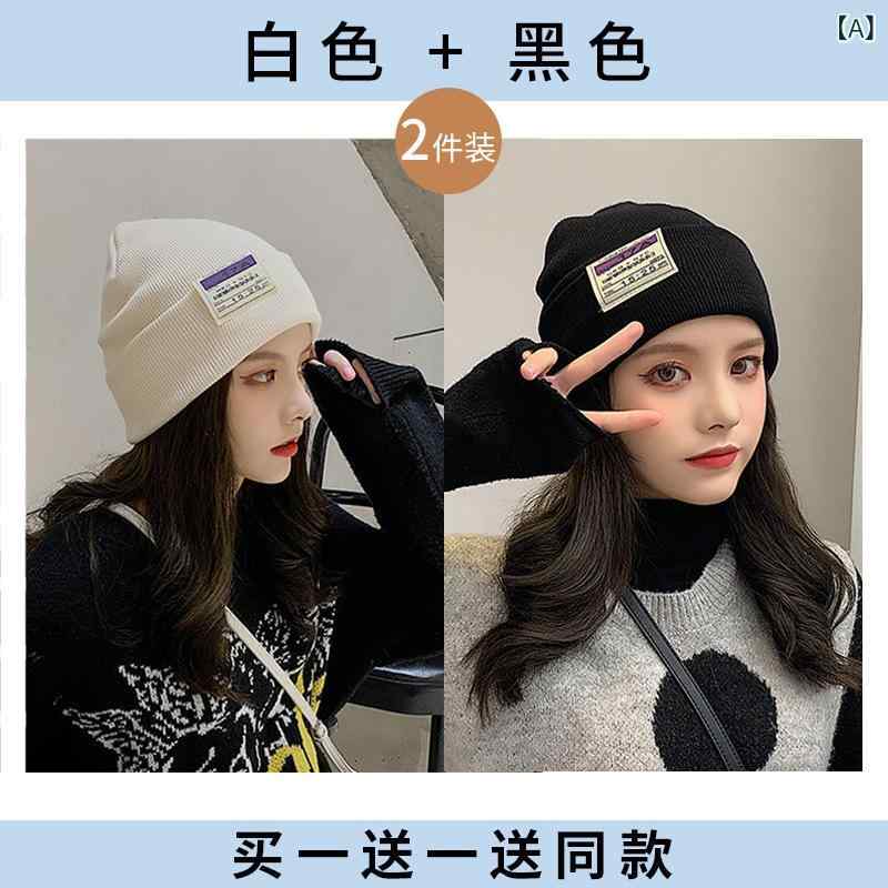 ニット帽 メンズ 秋冬 2点セット 防寒 暖かい 毛糸 貼る文字 アウトドア(x2)