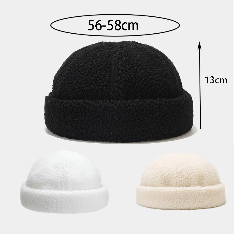 ニット帽 メンズ 羊毛 羔羊毛 ストリート ヒップホップ ビーニー ドーム型 防寒 防風 ブラック ホワイト ベージュ グレー 秋冬